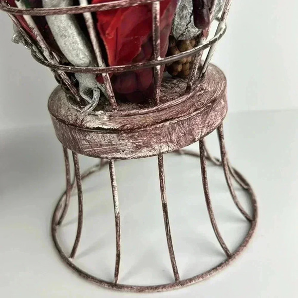 Christmas Metal farm house vases  w/ greenery & silver & red decorative items - Picture 4 of 6